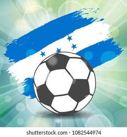 football ball icon on Honduras flag background from brush strokes in grunge style on flash rays green background