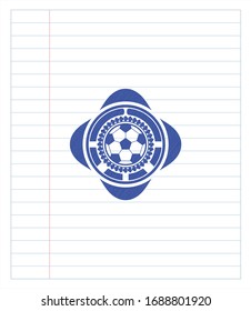 football ball icon with pen strokes. Blue ink. Vector Illustration. Detailed.