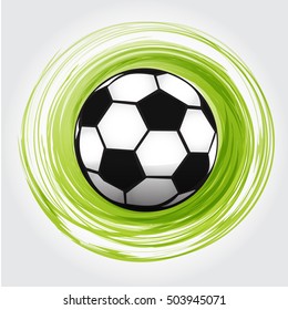 Football ball icon. Soccer symbol. Foot ball in green circle. Vector sport illustration.