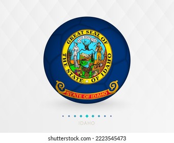 Football ball with Idaho flag pattern, soccer ball with flag of Idaho national team. Vector sport icon.