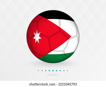 Fußball mit jordanischen Flaggenmustern, Fußball mit Flagge der jordanischen Nationalmannschaft. Vektorsportsymbol.