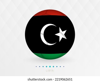 Fußball mit Libyen Flaggenmuster, Fußball mit Flagge der Nationalmannschaft Libyens. Vektorsportsymbol.