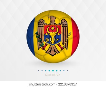 Football ball with Moldova flag pattern, soccer ball with flag of Moldova national team. Vector sport icon.