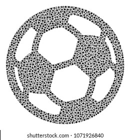 Football Ball mosaic of circle dots in various sizes and color tints. Small circles are grouped into football ball vector mosaic. Dotted vector illustration.