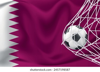 Football ball with the national flag of Qatar. Flag of Qatar. 