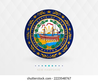 Football ball with New Hampshire flag pattern, soccer ball with flag of New Hampshire national team. Vector sport icon.