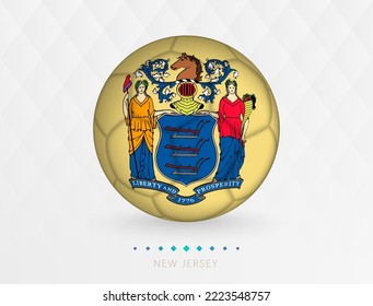 Football ball with New Jersey flag pattern, soccer ball with flag of New Jersey national team. Vector sport icon.