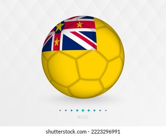 Fútbol con patrón de bandera de Niue, fútbol con bandera de la selección nacional de Niue. Icono de deporte vector.