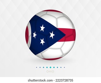 Football ball with Ohio flag pattern, soccer ball with flag of Ohio national team. Vector sport icon.
