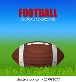 Football ball on a grass field. Vector EPS10 illustration. 