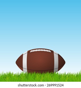Football ball on a grass field. Vector EPS10 illustration. 