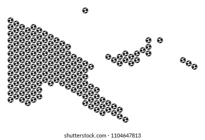 Football ball Papua New Guinea map. Vector territory plan on a white background. Abstract Papua New Guinea map composition is made of soccer spheres. Mosaic pattern is based on hexagonal matrix.