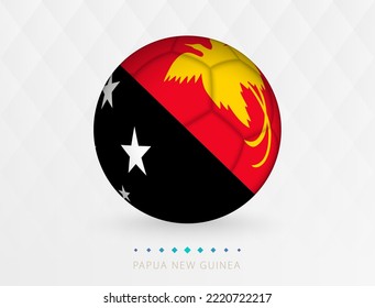 Football ball with Papua New Guinea flag pattern, soccer ball with flag of Papua New Guinea national team. Vector sport icon.