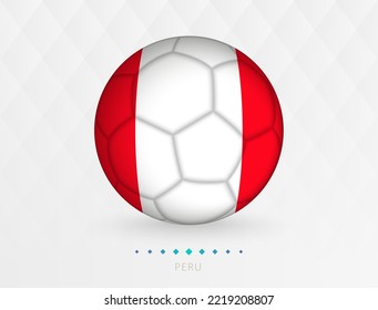 Football ball with Peru flag pattern, soccer ball with flag of Peru national team. Vector sport icon.