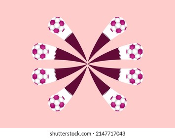 Football ball with Qatar flag