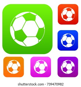Football ball set icon color in flat style isolated on white. Collection sings vector illustration