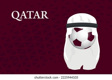 Football ball in shemagh. Football poster. Vector graphics.