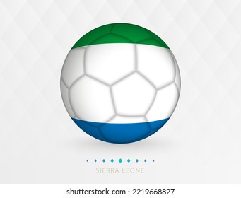 Fútbol con patrón de bandera de Sierra Leona, fútbol con bandera de la selección nacional de Sierra Leona. Icono de deporte vector.