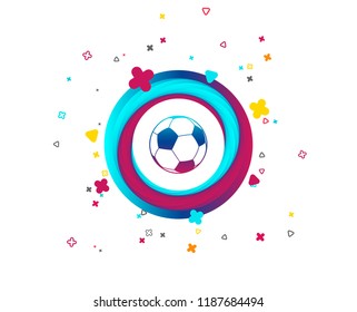 Football ball sign icon. Soccer Sport symbol. Colorful button with icon. Geometric elements. Vector