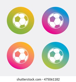 Football ball sign icon. Soccer Sport symbol. Gradient flat buttons with icon. Modern design. Vector