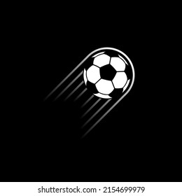 Logo de la pelota de fútbol sobre fondo negro. Ilustración del vector