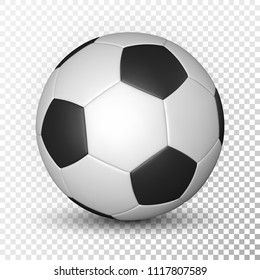 Football Ball, Soccer Ball, Mockup, On Transparent Background. Vector Illustration.