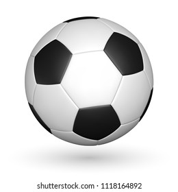 Football Ball, Soccer Ball, Mockup, With Reflection On White Background. Vector Illustration.