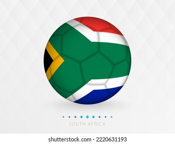 Fútbol con patrón de bandera sudafricana, fútbol con bandera de la selección nacional sudafricana. Icono de deporte vector.