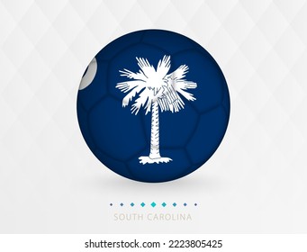 Football ball with South Carolina flag pattern, soccer ball with flag of South Carolina national team. Vector sport icon.