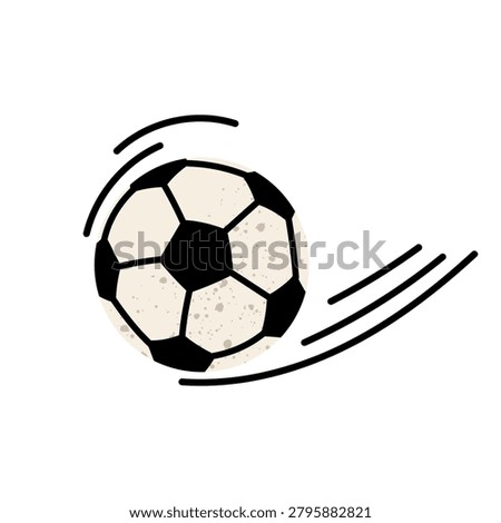 Football ball with speed marks and motion effects representing fast movement and powerful kick. For sports branding, event promotion, posters and football graphics.