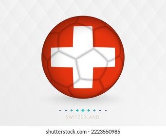 Football ball with Switzerland flag pattern, soccer ball with flag of Switzerland national team. Vector sport icon.