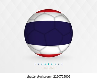 Football ball with Thailand flag pattern, soccer ball with flag of Thailand national team. Vector sport icon.