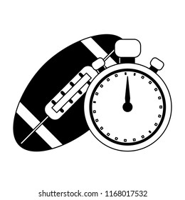 Football ball and timer in black and white
