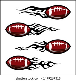 Football ball tribal flame set of 4