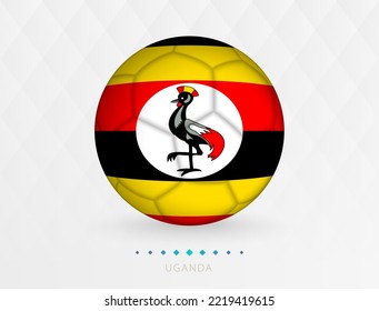 Football ball with Uganda flag pattern, soccer ball with flag of Uganda national team. Vector sport icon.