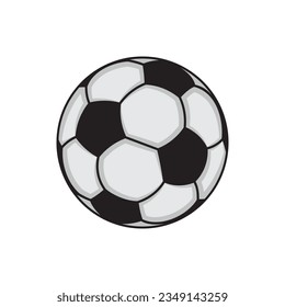 Football ball vector icon with black pentagons and gray hexagons on white background. Soccer symbol.