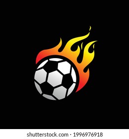 Football ball vector icon with flame design