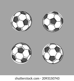 Football ball. Vector illustration, flat style. Set of 4 different kinds.