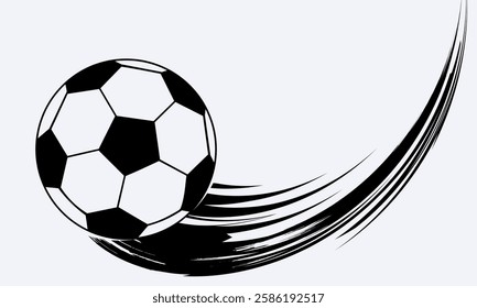 Football ball vector illustration. Soccer ball flying fast.