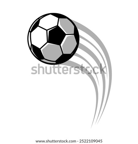 Football ball vector illustration. Soccer ball flying fast.