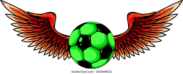 football ball with wings emblem soccer design vector