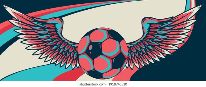 football ball with wings emblem soccer design vector