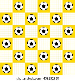 Football Ball Yellow White Chess Board Diamond Background Vector Illustration