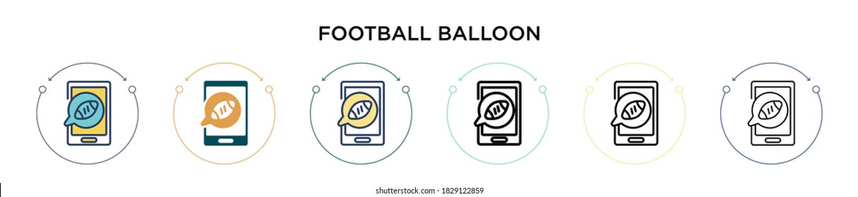 Football balloon icon in filled, thin line, outline and stroke style. Vector illustration of two colored and black football balloon vector icons designs can be used for mobile, ui, web