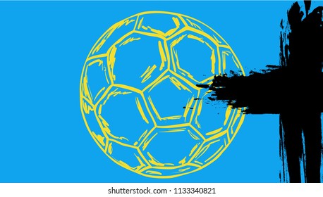 Football banner design with ball and paint splash in vector