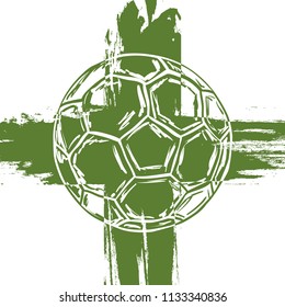 Football banner design with ball and paint splash in vector
