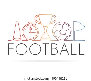 Football banner with thin line symbols. Modern gradient linear style vector concept, with flat design icons on white background. Vector illustration