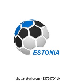 Football banner. Vector illustration of abstract soccer ball with Estonia national flag colors