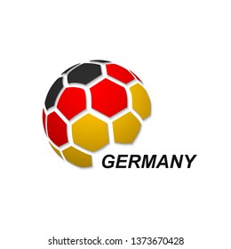 Football banner. Vector illustration of abstract soccer ball with Germany national flag colors