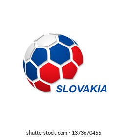 Football banner. Vector illustration of abstract soccer ball with Slovakia national flag colors